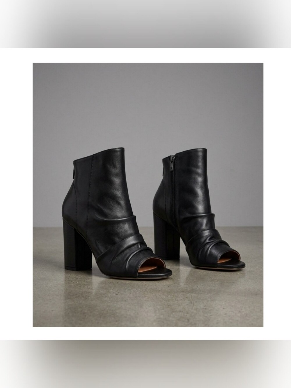 Genuine Leather Open Toe Block Heel Ankle Boots